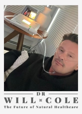 Will Cole using NanoVi, logo below says, Dr. Will Cole The future of Natural Healthcare logo